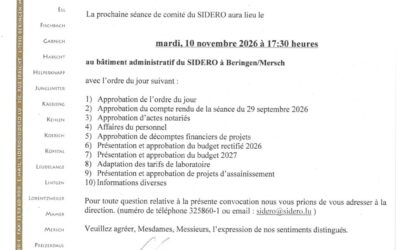 Prochaine séance de comité le 10/11/2026